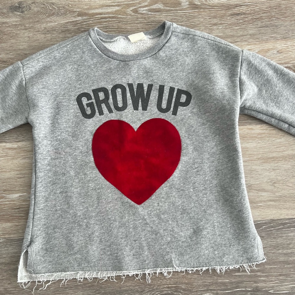 Zara Girls Grow Up Gray Sweatshirt Size 8 Worn On Tv Long Sleeve